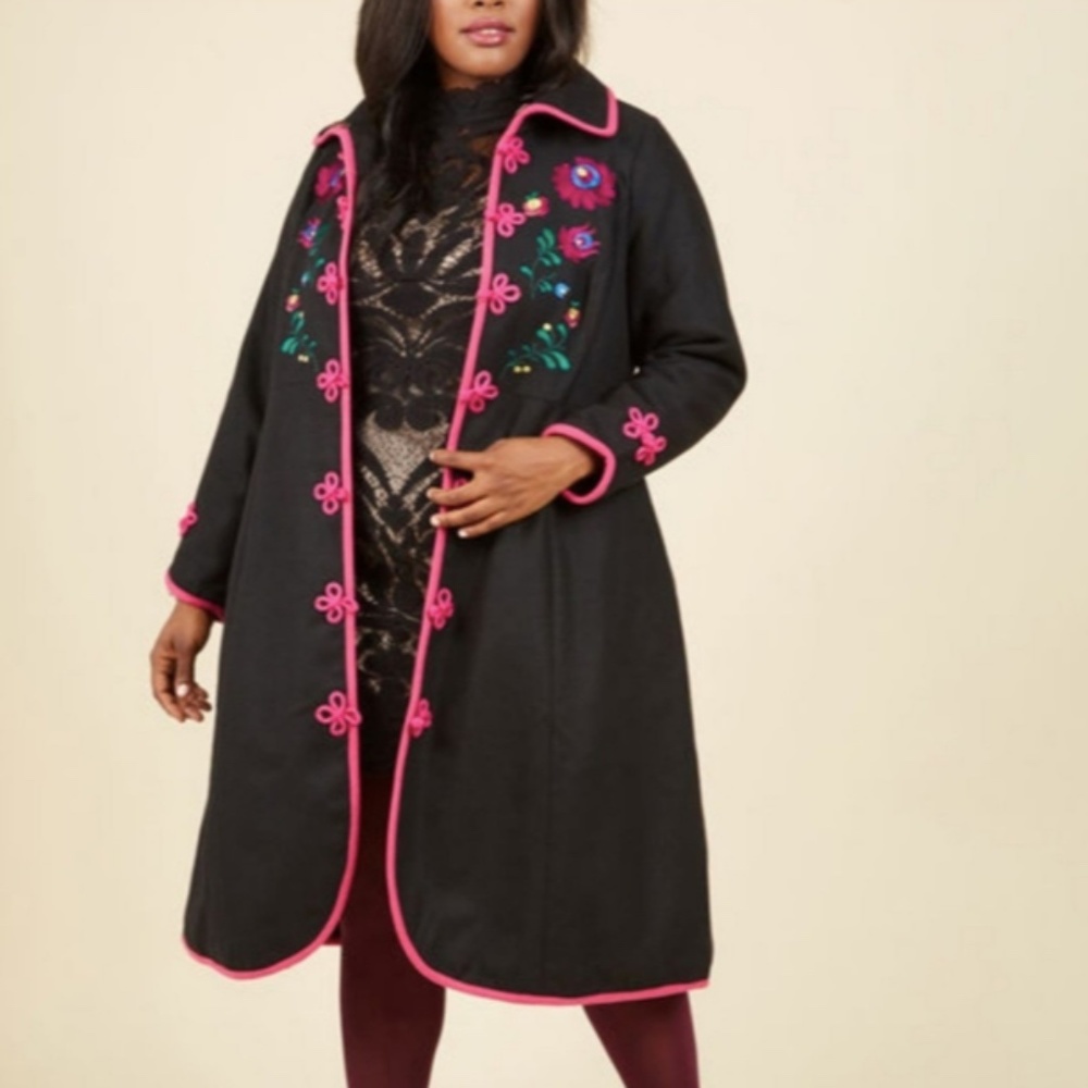 Modcloth Embroidered Coat